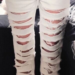 Distressed White Women's Jeans